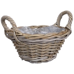 Cesto rotondo grigio Mica Decorations Marcia (Ø 26 cm) in rattan, ideale come vaso di fiori.