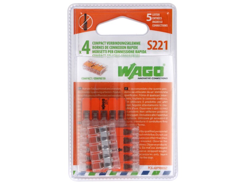 Wago Compact Hebelklemme 221-413 (Anzahl Leiter: 3 Stk., 0,14 mm² - 4 mm²,  50 Stk.)