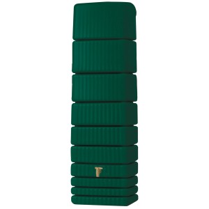 Serbatoio acqua piovana 4rain Slim 650 l verde con rubinetto e protezione antivento.