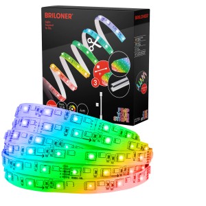 Kit d'extension de bande LED Briloner, 4m RGB/W, avec emballage. Bande LED flexible pour accents colorés.