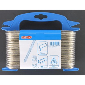Filo per bucato Conacord, rivestito in acciaio, trasparente, diametro 5 mm, lunghezza 20 m, su bobina.