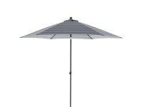 Doppler Parasol à mât central myZone Push Up rayures cubiques Bleu Gris Ø 300 cm