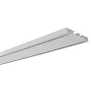Binario per tende Gardinia in alluminio bianco, a 2 vie, lunghezza 200 cm.