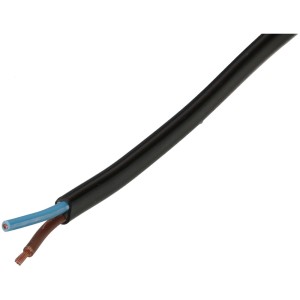 Câble TDF noir H05VVH2-F 2x1 au mètre, câble en plastique flexible pour pièces sèches.