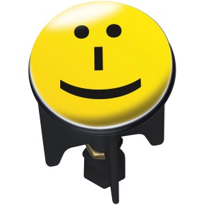 Wenko Tappo di scarico Lacher con smiley giallo per lavabi.