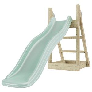 Scivolo Leopard OutdoorToys verde menta, 175 cm, con struttura in legno e scala per il giardino.