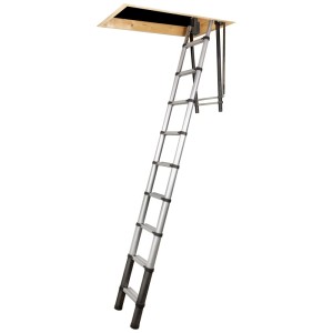 Scala per soppalco telescopica Batavia in alluminio, per accesso alla soffitta.