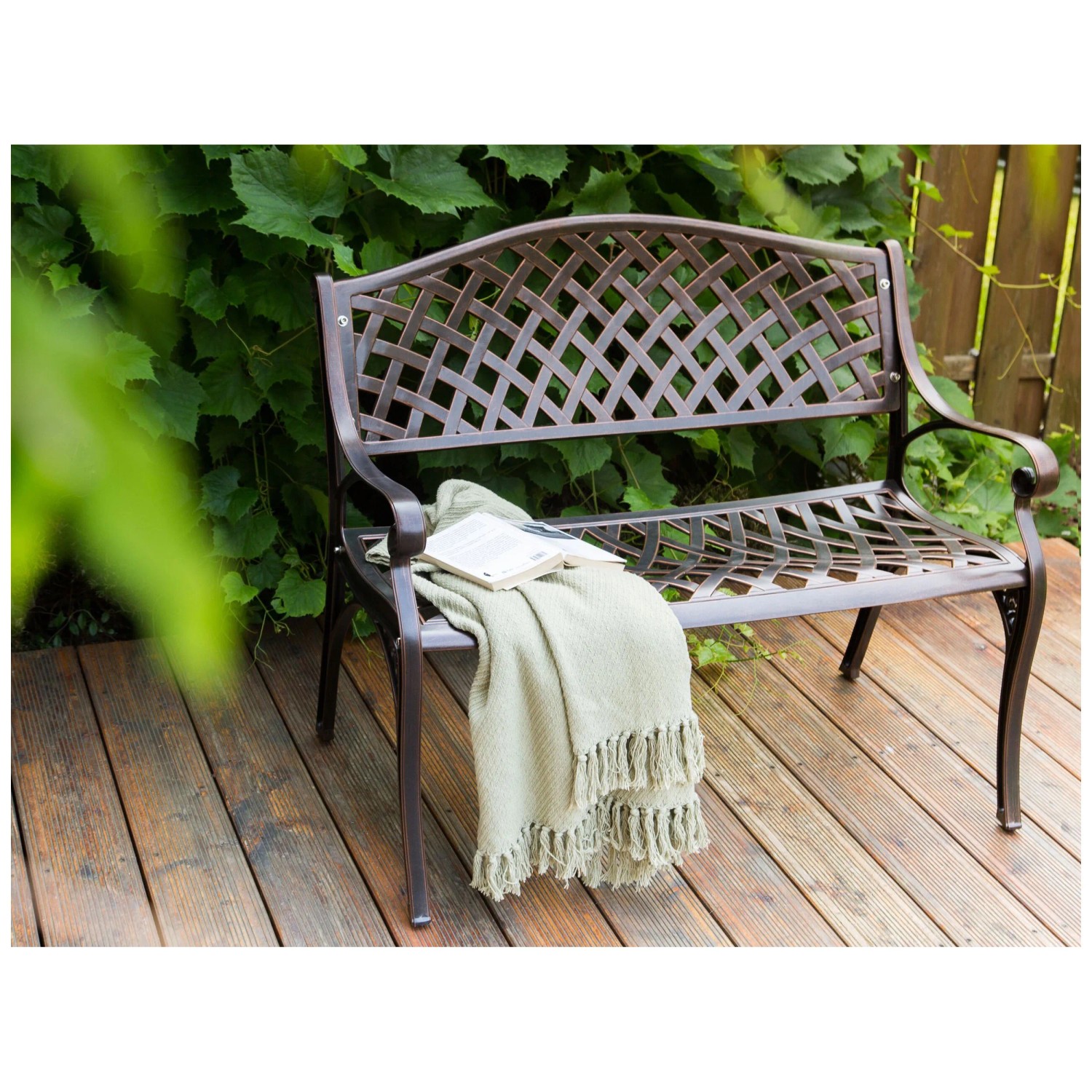Blome Gartenbank Ibiza Braun – 2-Sitzer Aus Wetterfestem Kunststoff, 120 Cm Breit, Wartungsfrei, Mit Verzinkten Beschlägen