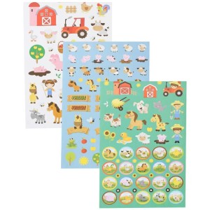 Stickerbook Farm 6 feuilles : Autocollants colorés sur le thème de la ferme pour décorer et bricoler.