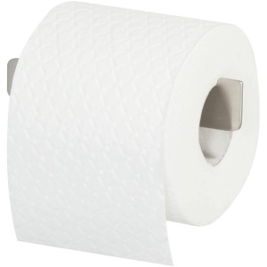Porta carta igienica a L Tiger Colar, acciaio inox spazzolato con rotolo di carta.
