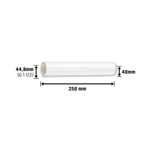 Tube réglable de siphon blanc, Ø 40 mm x 44,8 mm (G 1 1/2), longueur 250 mm, pour rallonge de siphon.