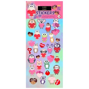 Puffy Sticker Love & Puppies, autocollants 3D avec motifs d'animaux pour chambres d'enfants et projets créatifs.