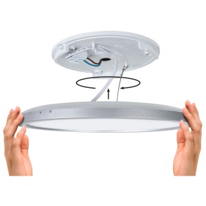Installation du panneau LED Paulmann Atria Shine bois Ø 19cm avec fermeture rotative.