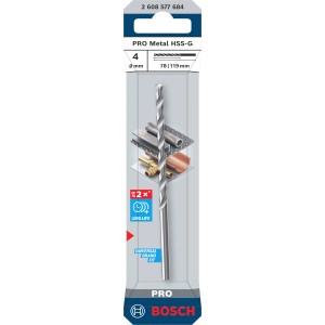 Punta elicoidale Bosch Pro Metal HSS-G, 4mm, argento. Punta da trapano per metallo per forature precise.