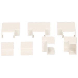 Ensemble de raccords de goulottes de câbles blancs, 12x7 mm, 7 pièces pour goulottes Plasfix.