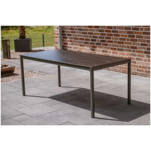 Greemotion Gartentisch Calgary mit anthrazitfarbenem Edelstahlgestell und Keramikplatte in Steinoptik.