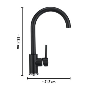 Miscelatore monocomando nero baliv KI-1831 per cucina con bocca alta e curva.