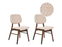 Beliani Chaise Elaine bois d'hévéa Marron foncé Bouclé Beige clair 2 pcs