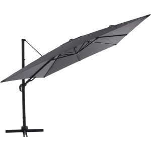 Anthrazitfarbener Ampelschirm Bonbeach, 299 cm, mit Dreh- und Neigungsfunktion.