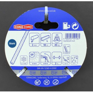 Cavo in acciaio Conacord, diametro 2 mm, lunghezza 10 m, arrotolato