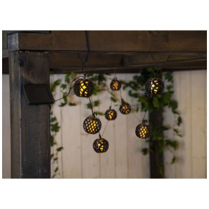 Star Trading Solar-Lichterkette Flame, schwarz, mit 8 LEDs in Flammenoptik für Garten und Terrasse.