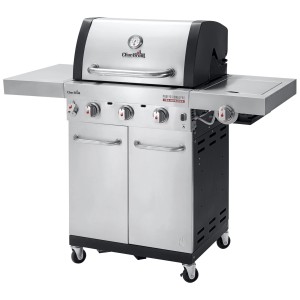 Barbecue a gas Char-Broil Professional PRO S 3 in acciaio inox con tre bruciatori e tavolo laterale.