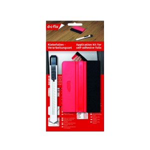Set D-c-fix per pellicole adesive: spatola, spatola in gomma e taglierino.