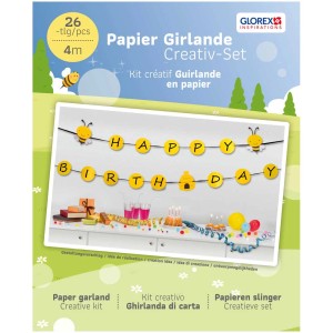 Kreativ-Set: Papiergirlande Biene zum Basteln einer 4 m langen Geburtstagsdeko.
