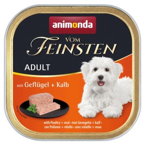 Vom Feinsten Hunde-Nassfutter Adult mit Geflügel und Kalb je 150 g / 22 Stk.