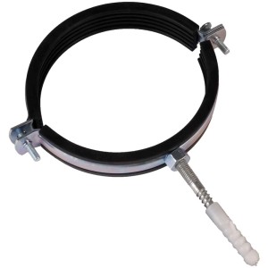 Morsetto insonorizzato, tubo a spirale Ø 125 mm per sistemi di ventilazione. Bassa rumorosità grazie al rivestimento in gomma.