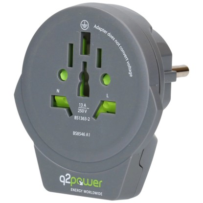 Q2 Power Welt Adapter Schutzkontakt USB