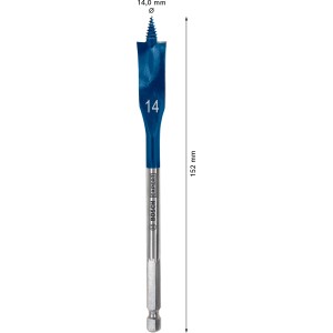 Bosch Flachfräsbohrer Expert Self Cut Speed, Ø 14 mm, blau-silber, 152 mm lang.