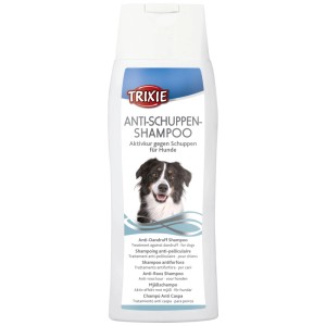 Trixie Shampoo Antiforfora per cani, flacone da 250ml con immagine di cane.