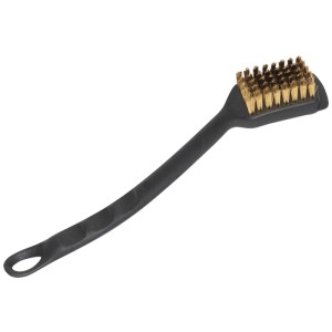 Spazzola per grill piccola Outdoorchef con setole in ottone e raschietto per utensili da grill.