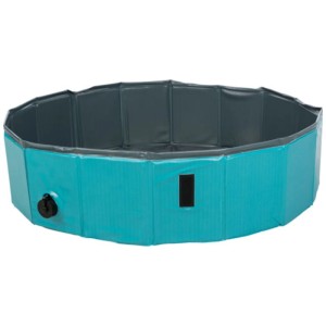 Trixie Hundepool, petrolblau, Ø 70 cm, Höhe 12 cm. Faltbarer Pool für Hunde mit Ablassventil.