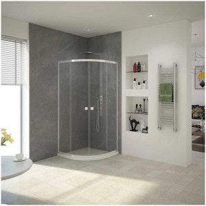 Cabine de douche Baliv DUK-80.20R, chrome, 190x80x80 cm. Cabine de douche ronde avec portes coulissantes et profilés en aluminium.