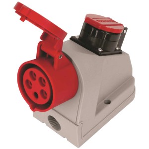Presa a muro combinata Steffen CEE 16/5 e T25 grigia per esterni.