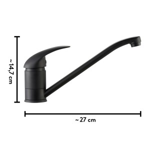 Mitigeur de cuisine baliv KI-1520, noir mat, bec pivotant.