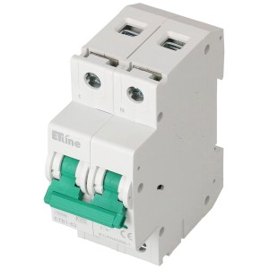 Interruttore automatico 1P+N 20A, 10kA, larghezza 35mm, per impianti elettrici.