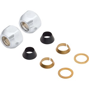 Écrous à compression (2 pièces) avec joints et bagues d'insertion pour tuyaux de 10 mm.