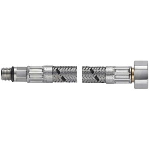 Tuyau de raccordement Flexo DN8, 50 cm, gaine en acier inoxydable, 3/8 IG x M10x1 AG.