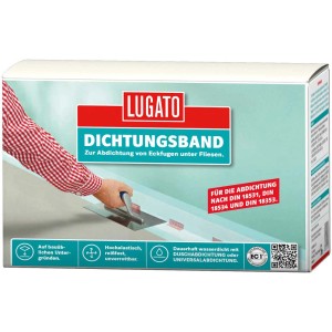 Verpackung Dichtungsband 5 m von Lugato zur Abdichtung von Fliesenecken in Bad, Dusche, Balkon und Terrasse.