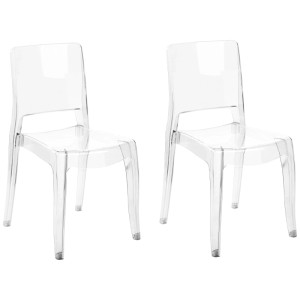 Due sedie trasparenti Beliani Westbridge in plastica, impilabili e moderne.