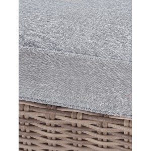 Detailaufnahme Polyrattan Geflecht und graue Auflage des Gartenmöbel-Sets Olea II.