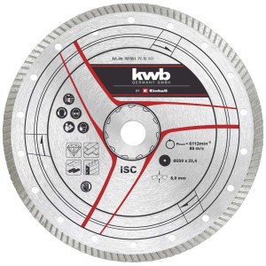 Disco diamantato kwb, 250 mm, bordo turbo per tagli precisi nella pietra.