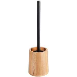 Ensemble brosse WC Diaqua Oak en bois marron avec brosse noire.