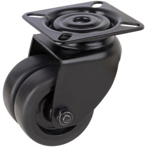 Roulette double design noire Doerner + Helmer, Ø 5 cm, pour meubles et sols délicats.