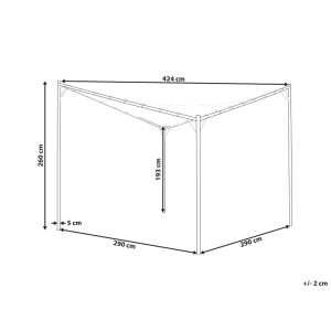 Schizzo del gazebo Aventine, beige, 260x300x300 cm, con dimensioni per copertura patio.
