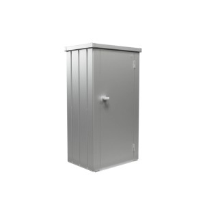 Armoire de terrasse Biohort Julia Gr. M, argent métallisé. Armoire de jardin avec porte et poignée.
