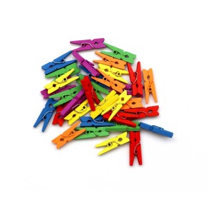 Set di mollette da bucato in legno multicolore, 48 pezzi, lunghezza 25 mm, ideale per il fai da te.
